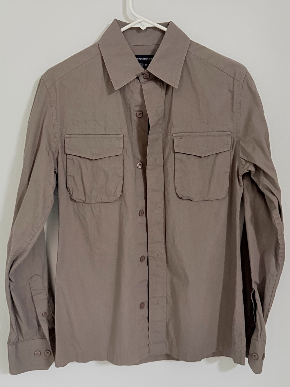 French Connection Men's Light Taupe Button-Up Shirt